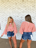 Coral & Cream Stripe Top
