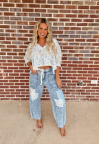 Ditsy Floral Top- Blue