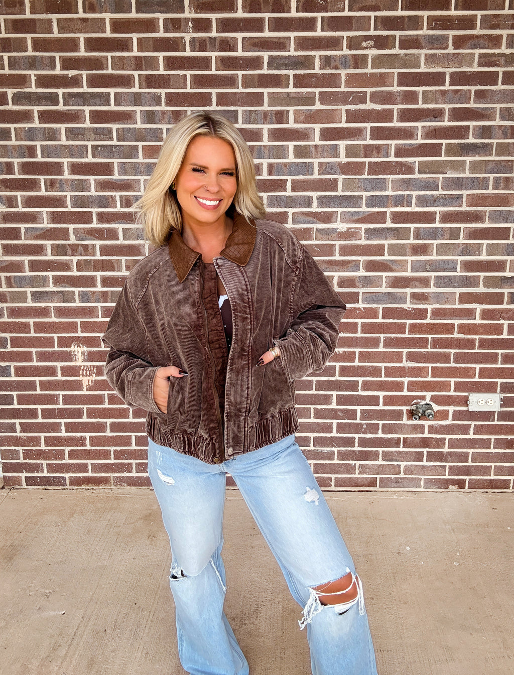 Mineral Wash Corduroy Bomber Jacket