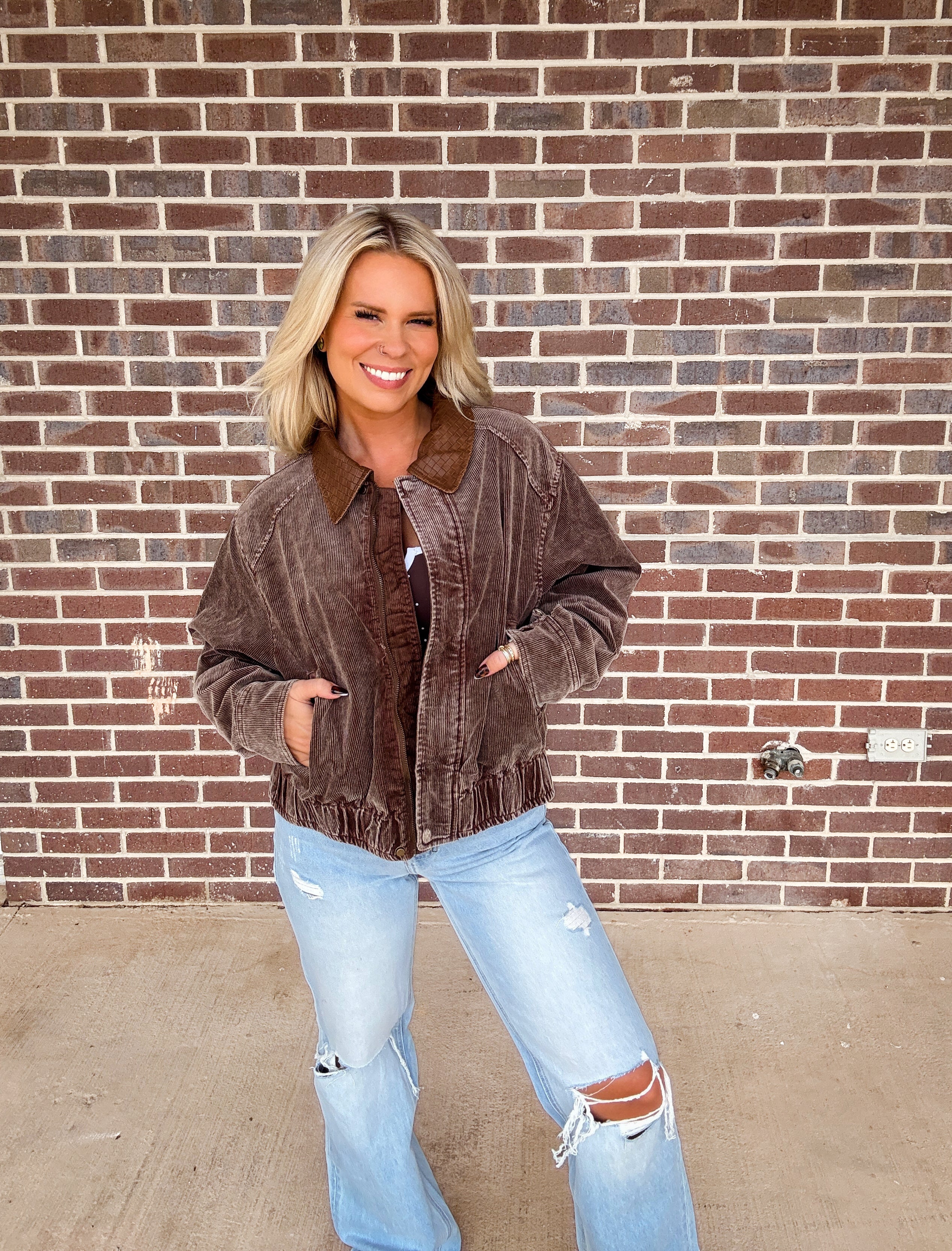 Mineral Wash Corduroy Bomber Jacket