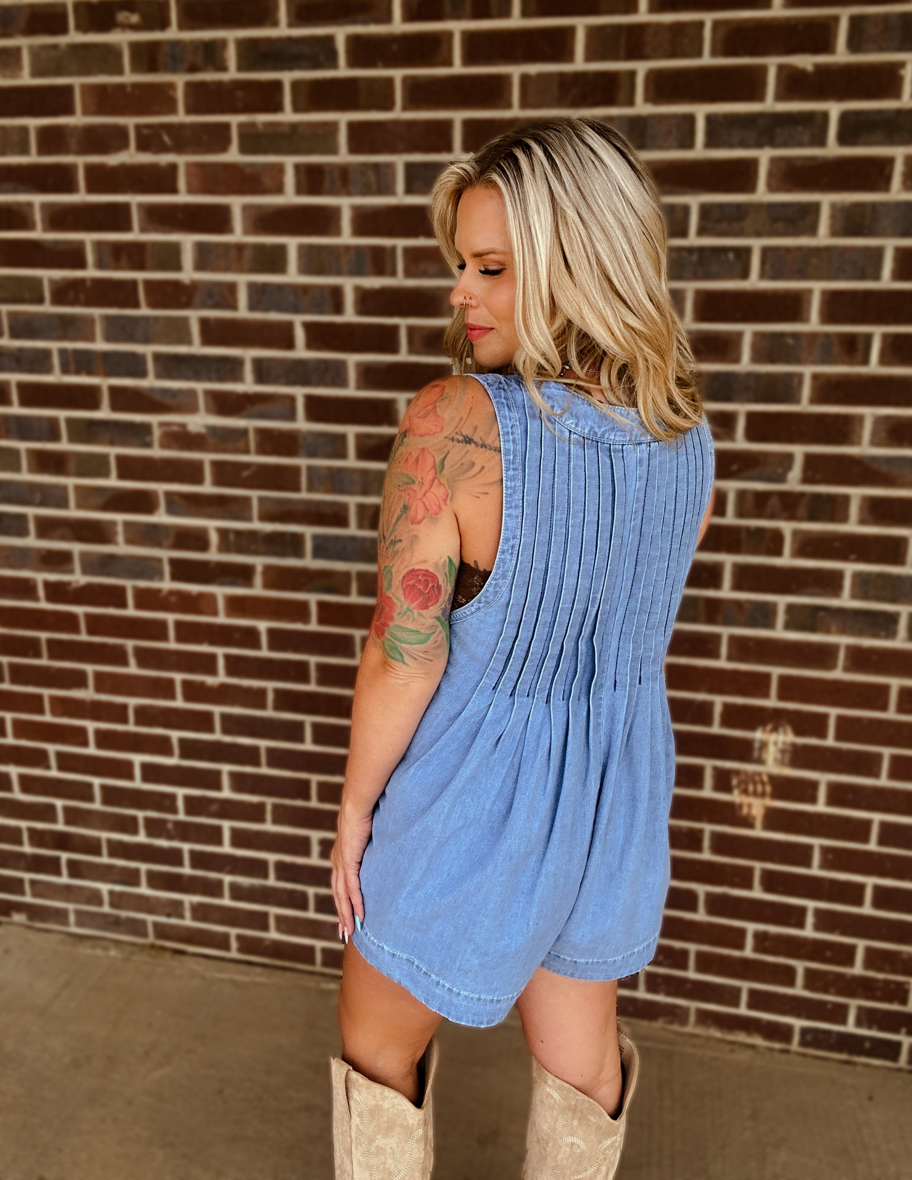 The Slate Denim Romper