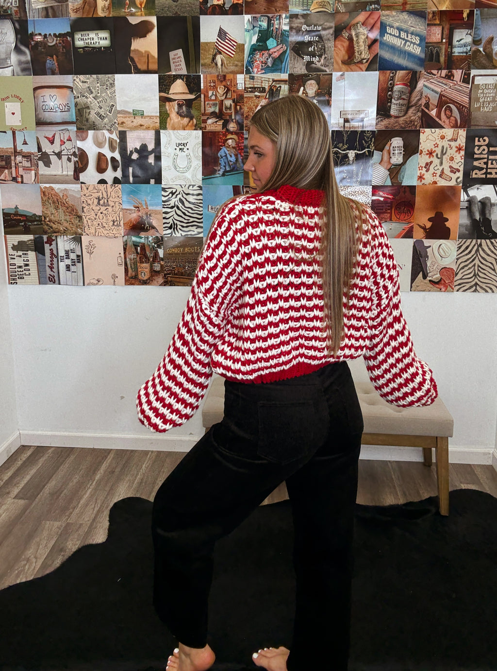 9-5 Vintage Chunky Cardigan- Red