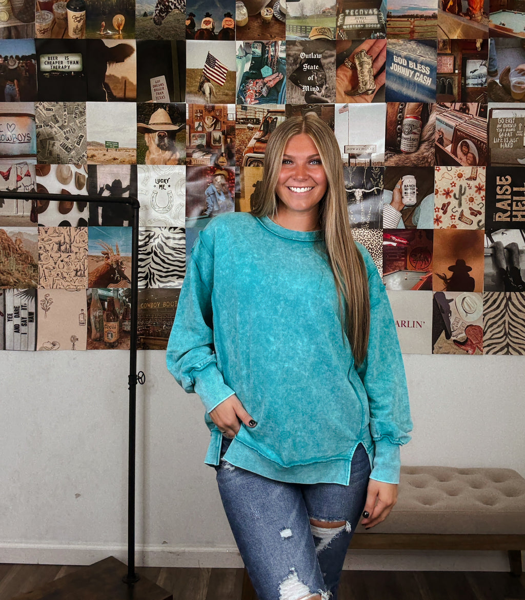 Oversized Girlie Pullover- Teal