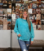Oversized Girlie Pullover- Teal