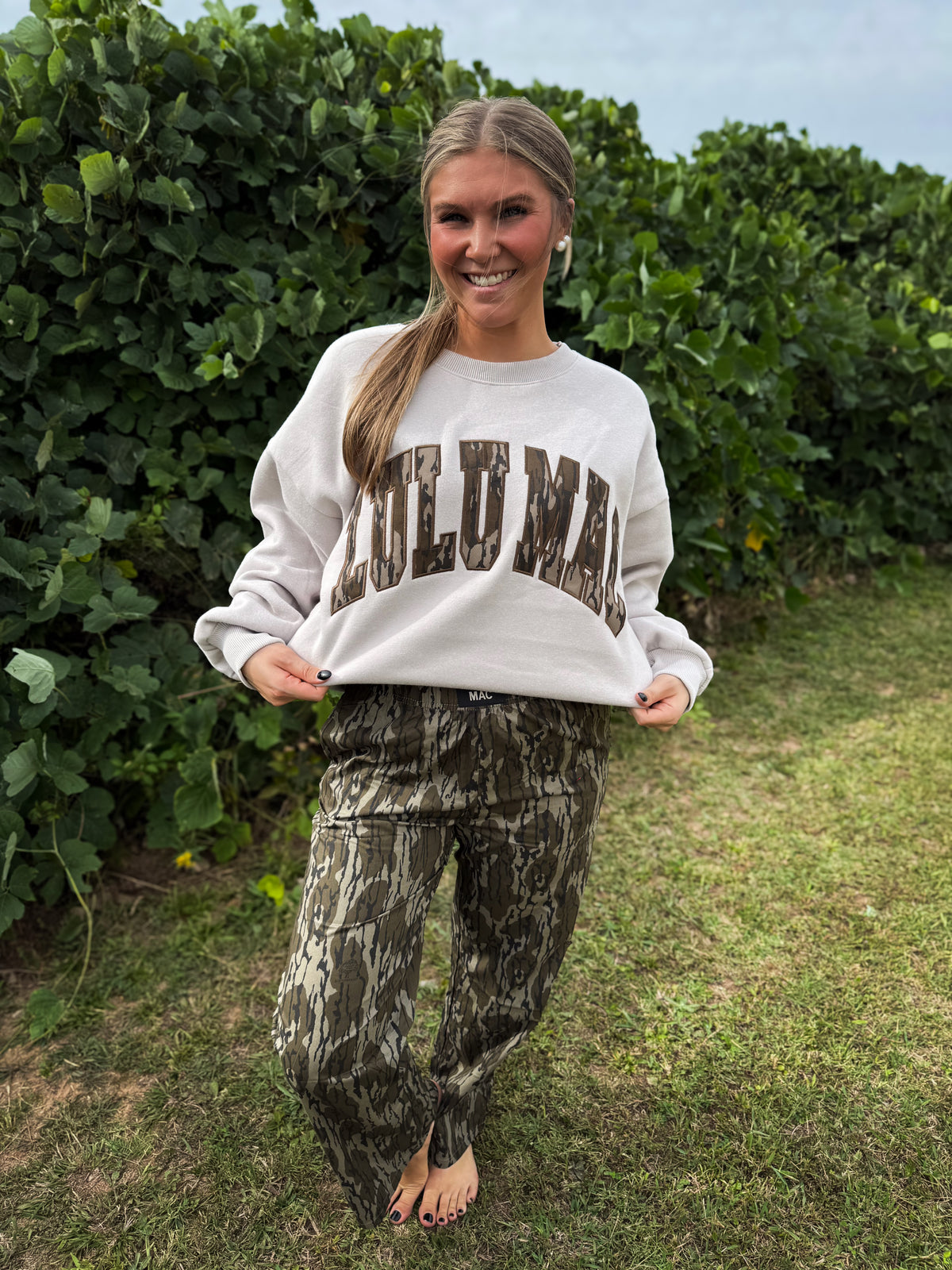 The Mossy Camo Pullover- Greige