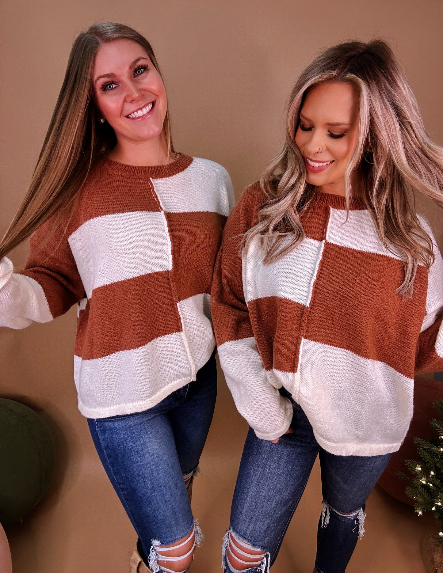 The Stockyards color block sweater