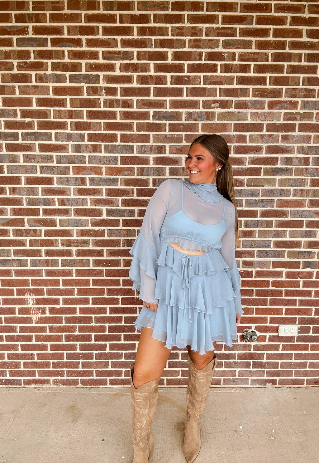 The Ruffle Dusty Blue Dress