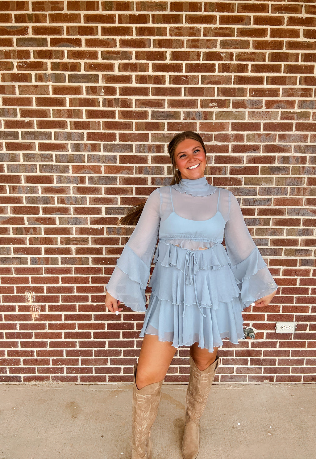 The Ruffle Dusty Blue Dress