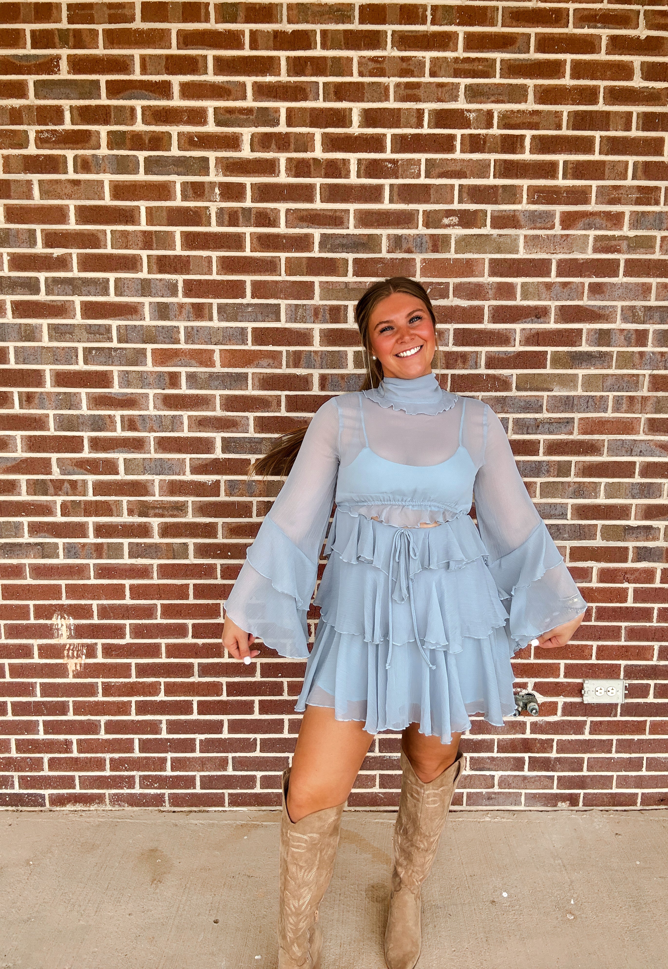 The Ruffle Dusty Blue Dress