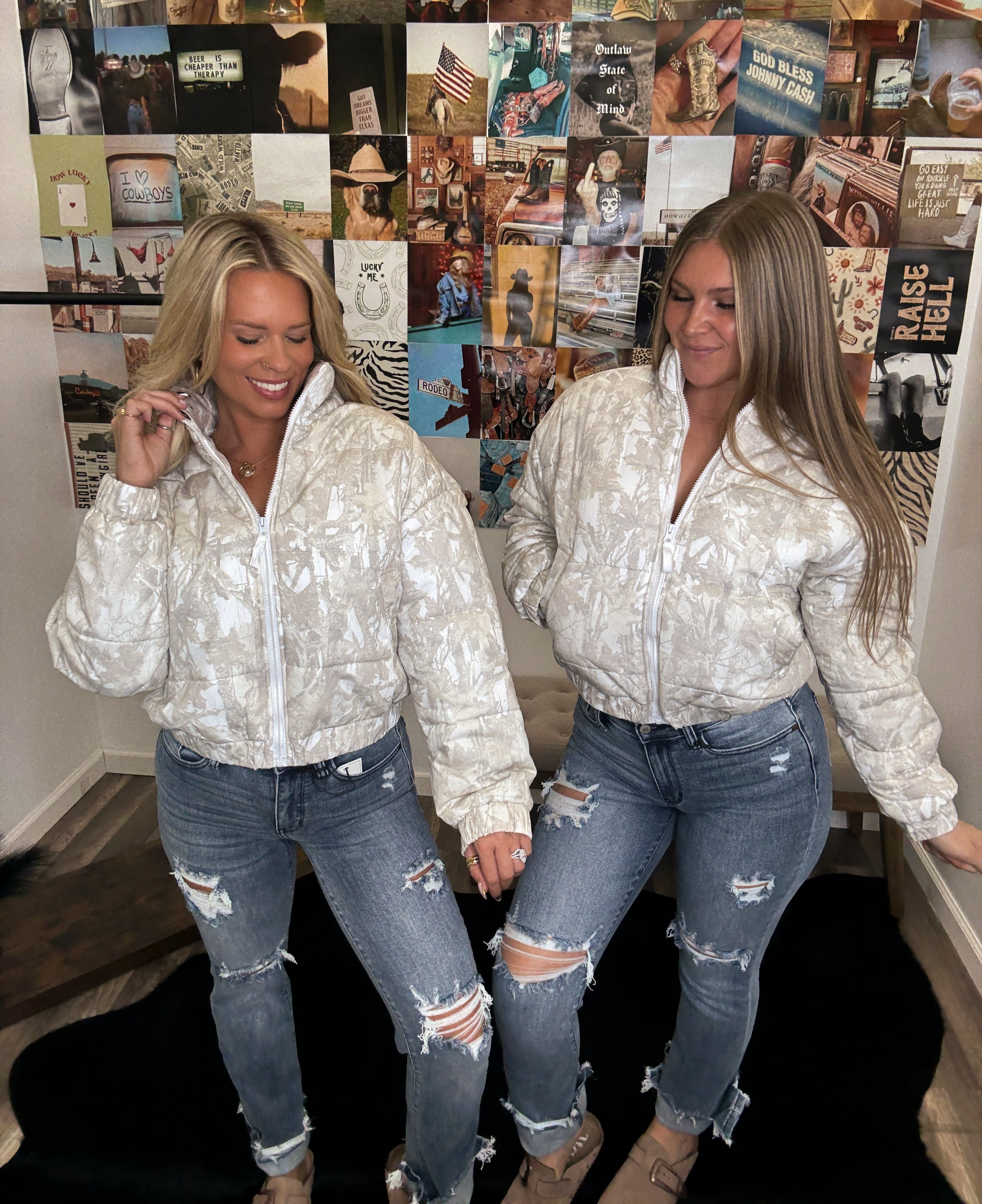 The Camo Light Wash Puffer Jacket