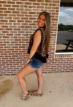 The Leopard Pleated Top