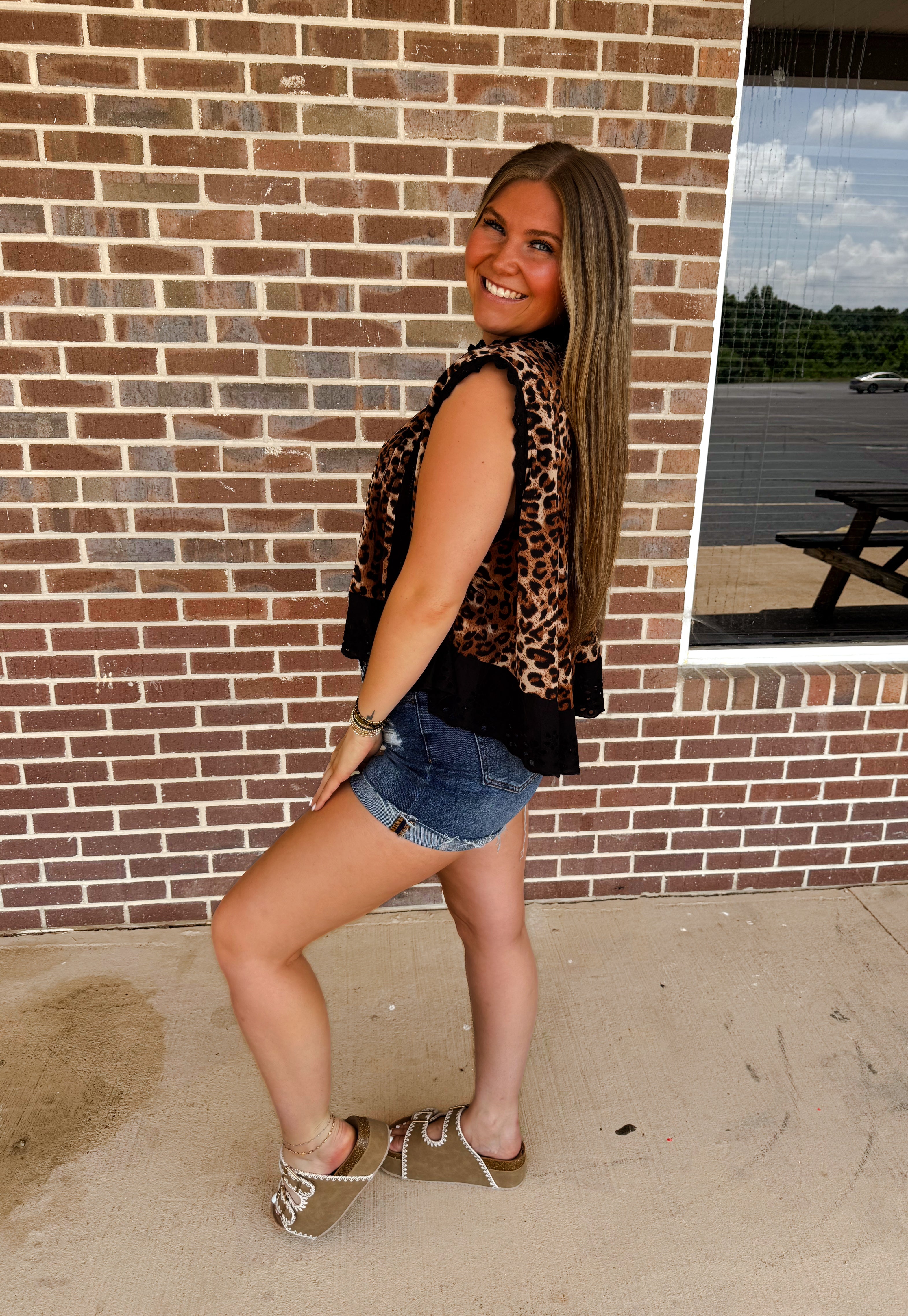 The Leopard Pleated Top