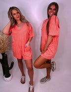 The Rae Romper- Coral
