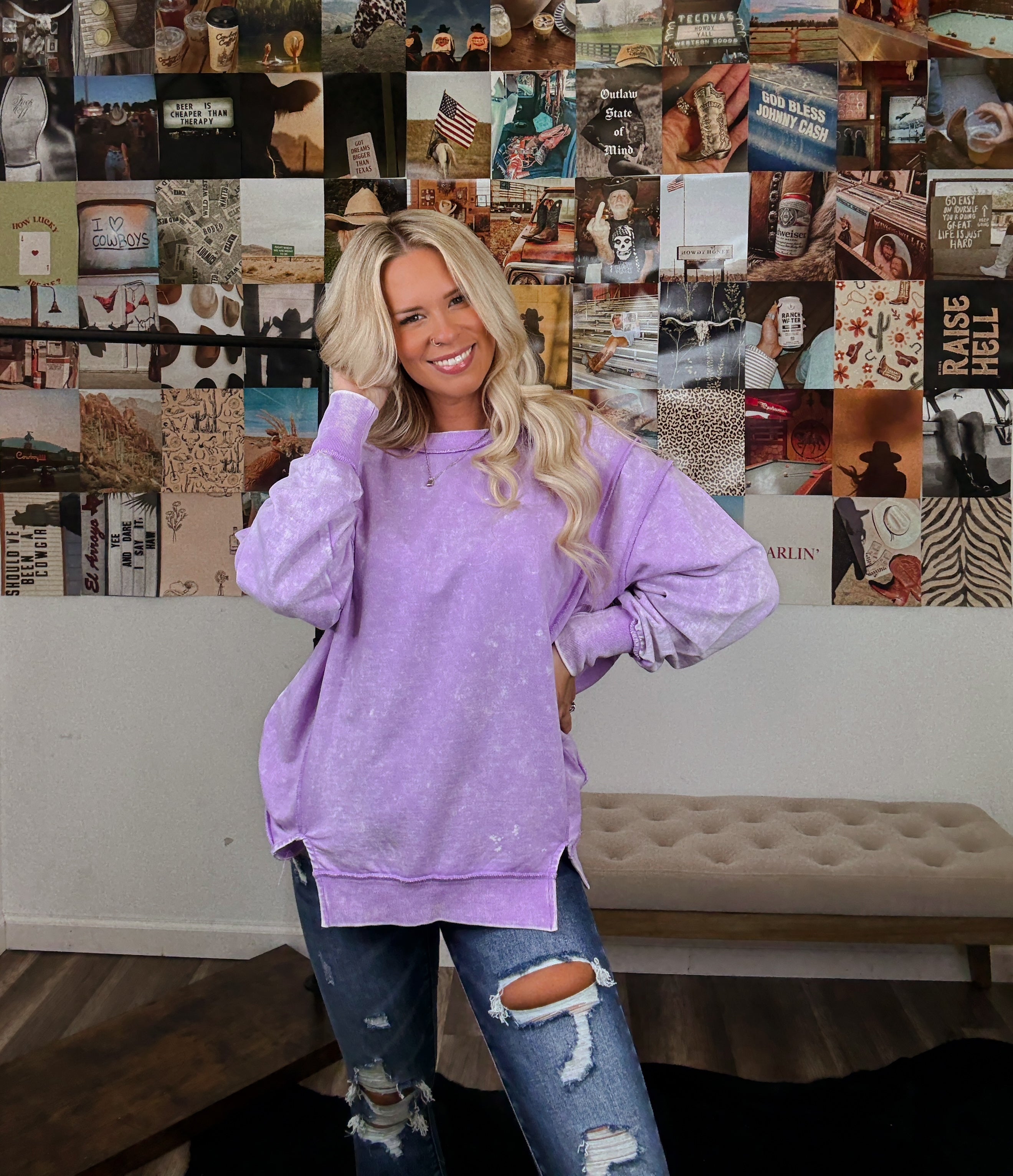 Oversized Girlie Pullover- Lavender