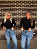 The Lux Velvet Mesh top- Black
