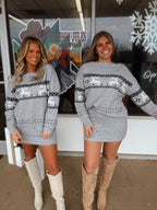 Reindeer Off The Shoulder Sweater Skirt Set