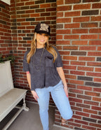 The Zoey pocket top- ash black