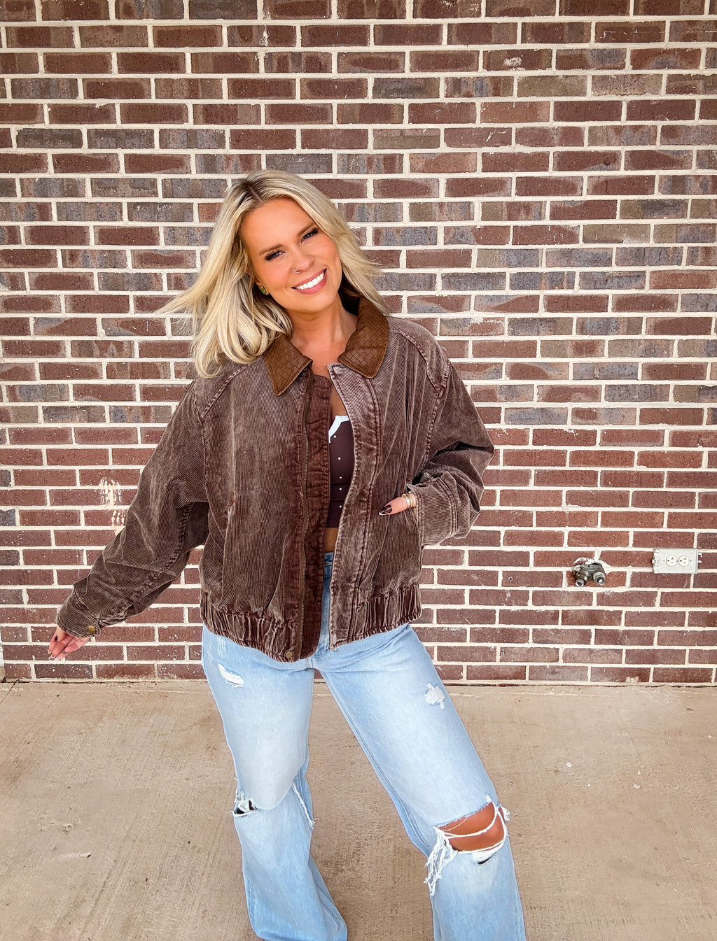 Mineral Wash Corduroy Bomber Jacket