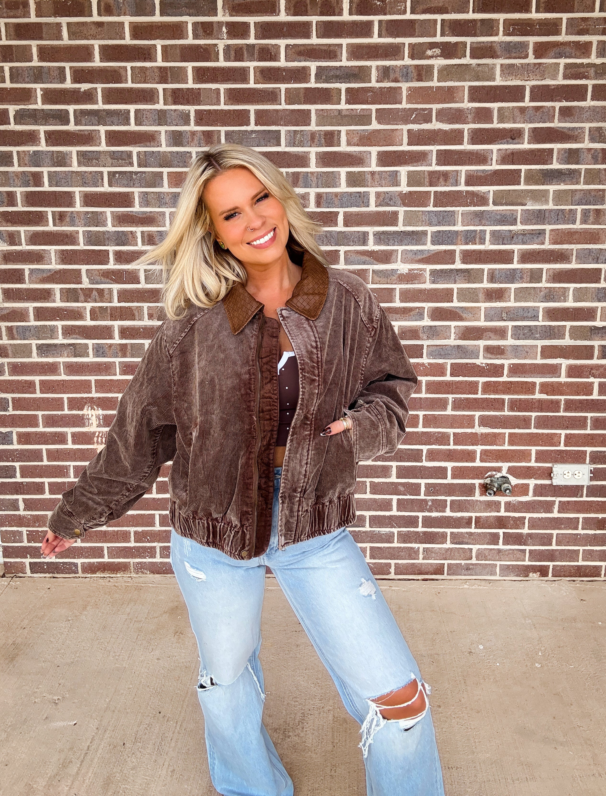 Mineral Wash Corduroy Bomber Jacket