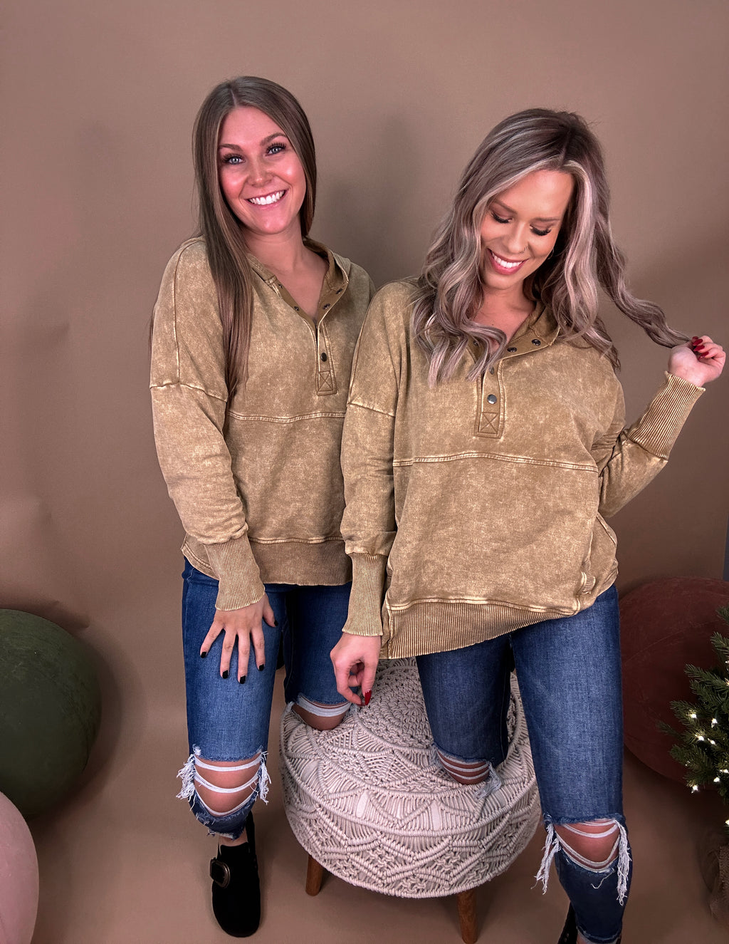 East coast Button Pullover- Camel