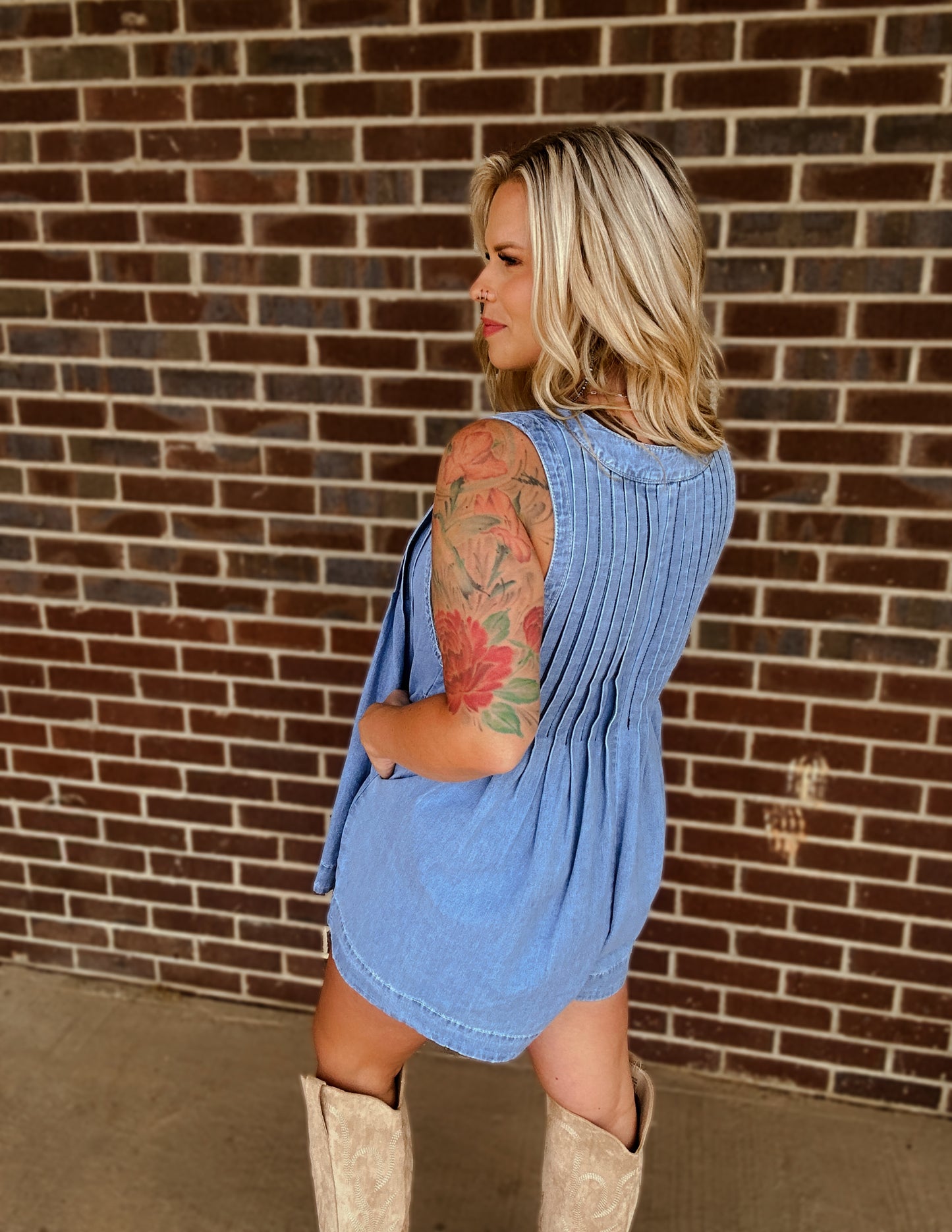 The Slate Denim Romper