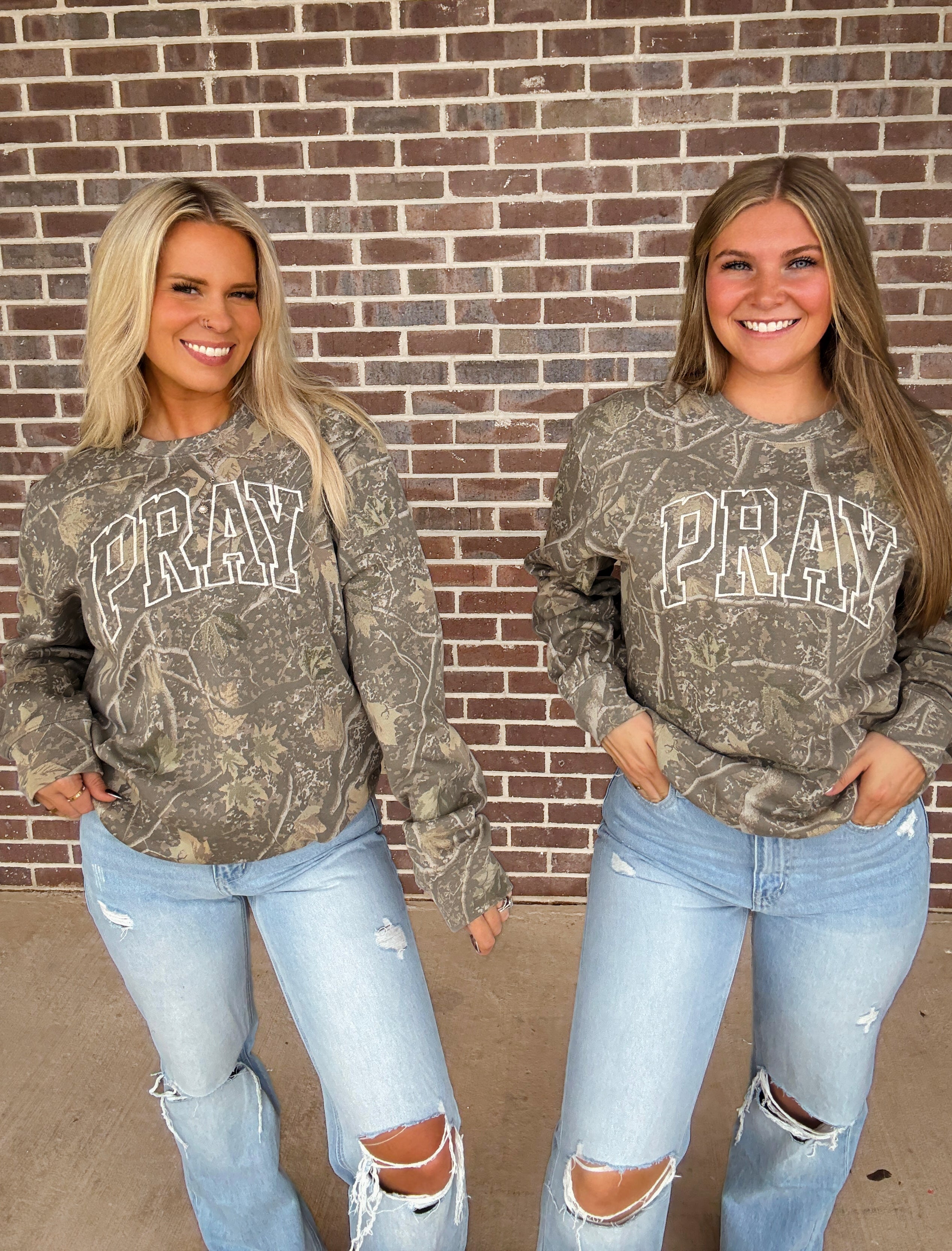 Camo Pray Embroidered Crewneck