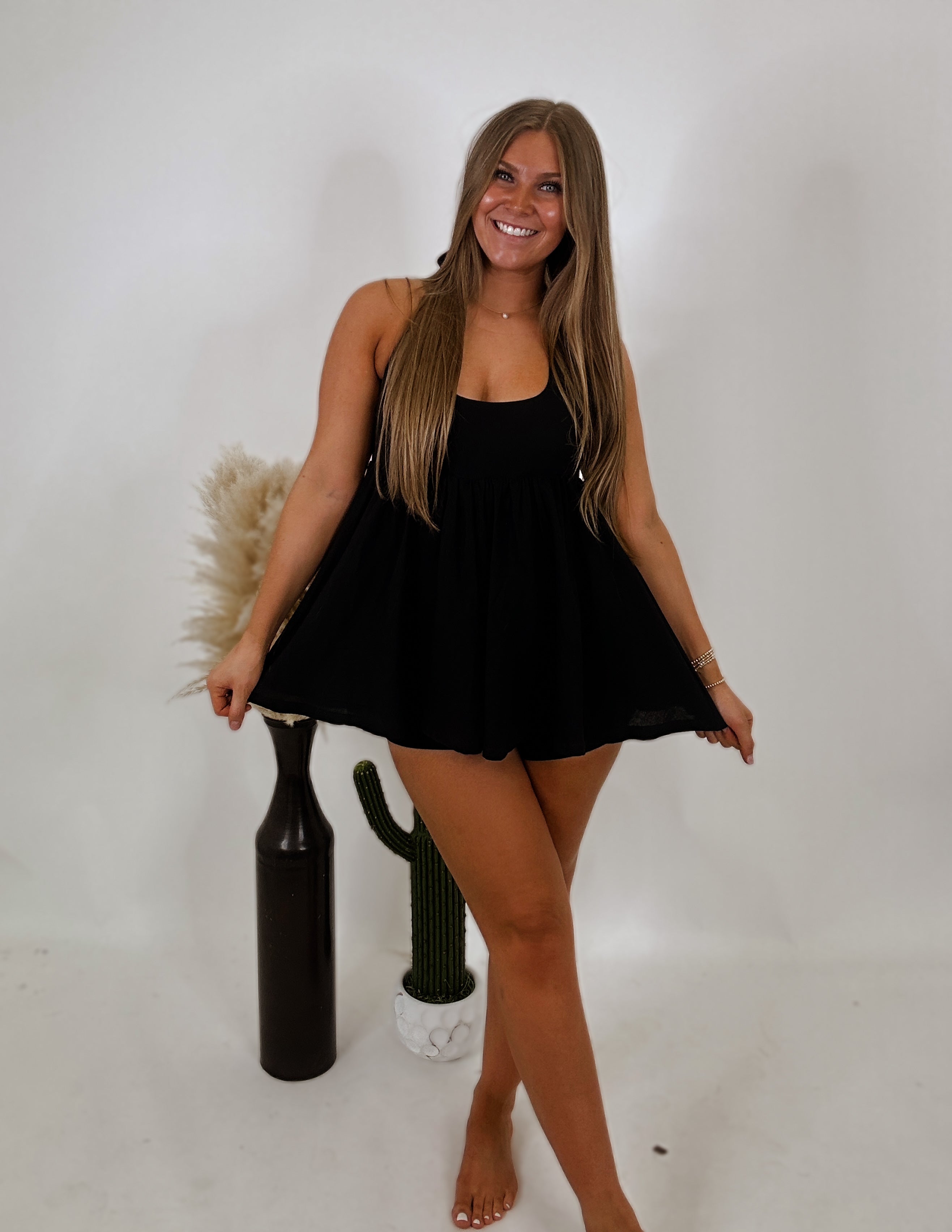 The Cali Romper Dress- Black