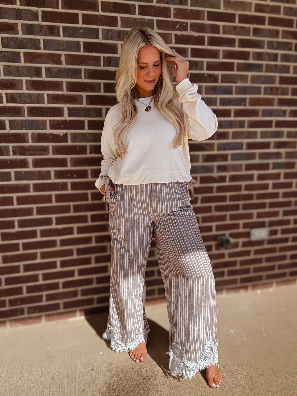 The Hayes Lace Trim Pants