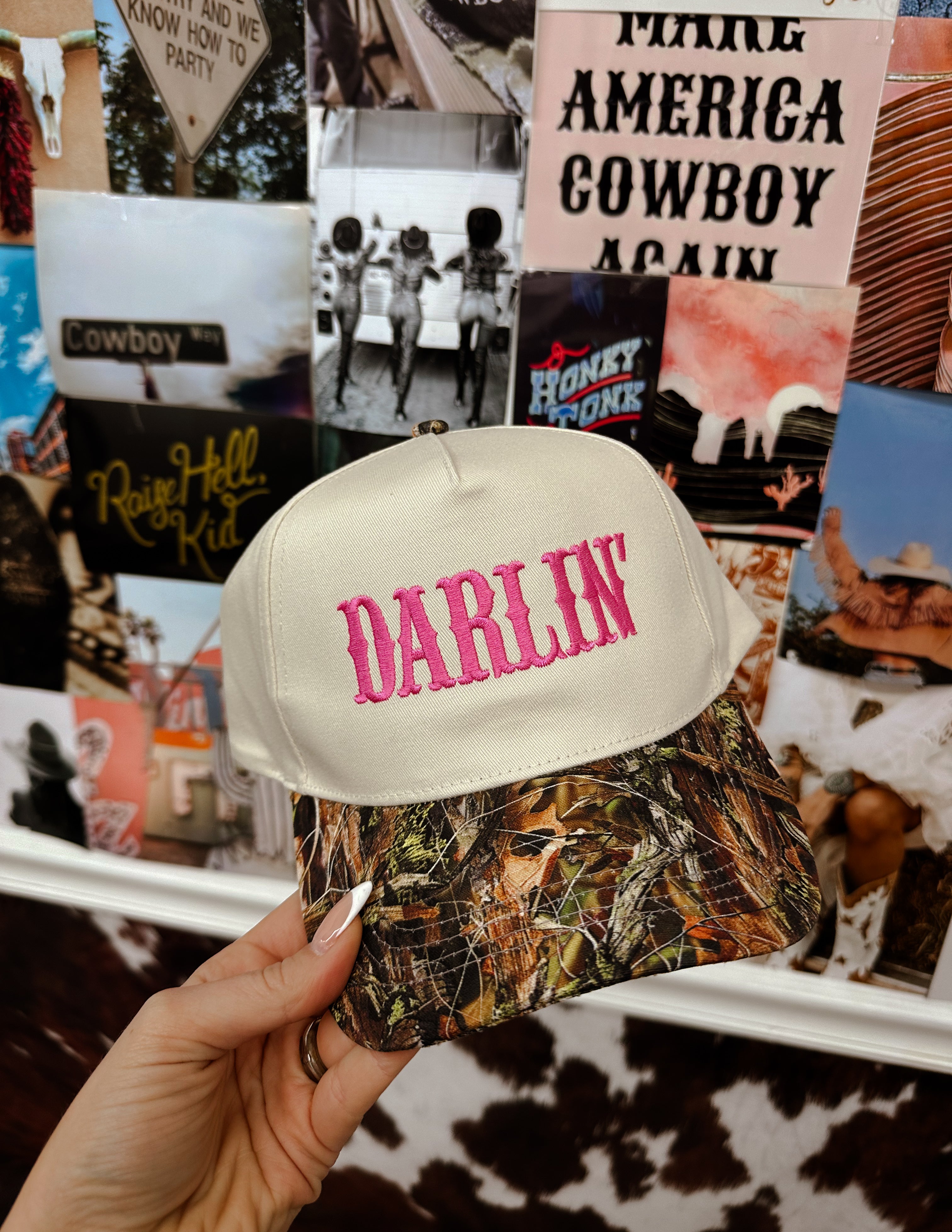 The Darlin Camo Hat- Pink