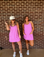 Things To Do Romper Dress- Mauve