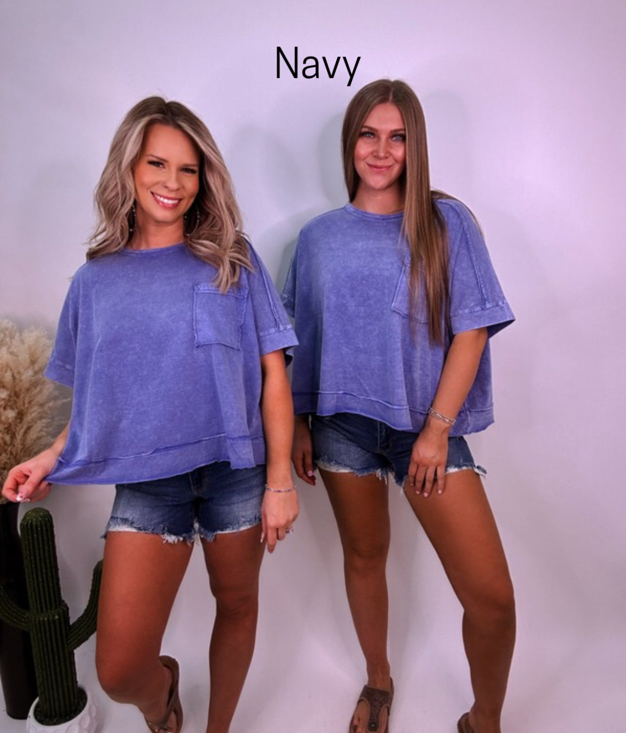 Spring break mineral washed tee- navy