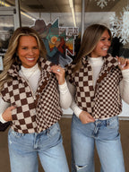 The Two Toned Checkered Puffer Vest