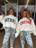 Christmas Reversible Mockneck- Cream