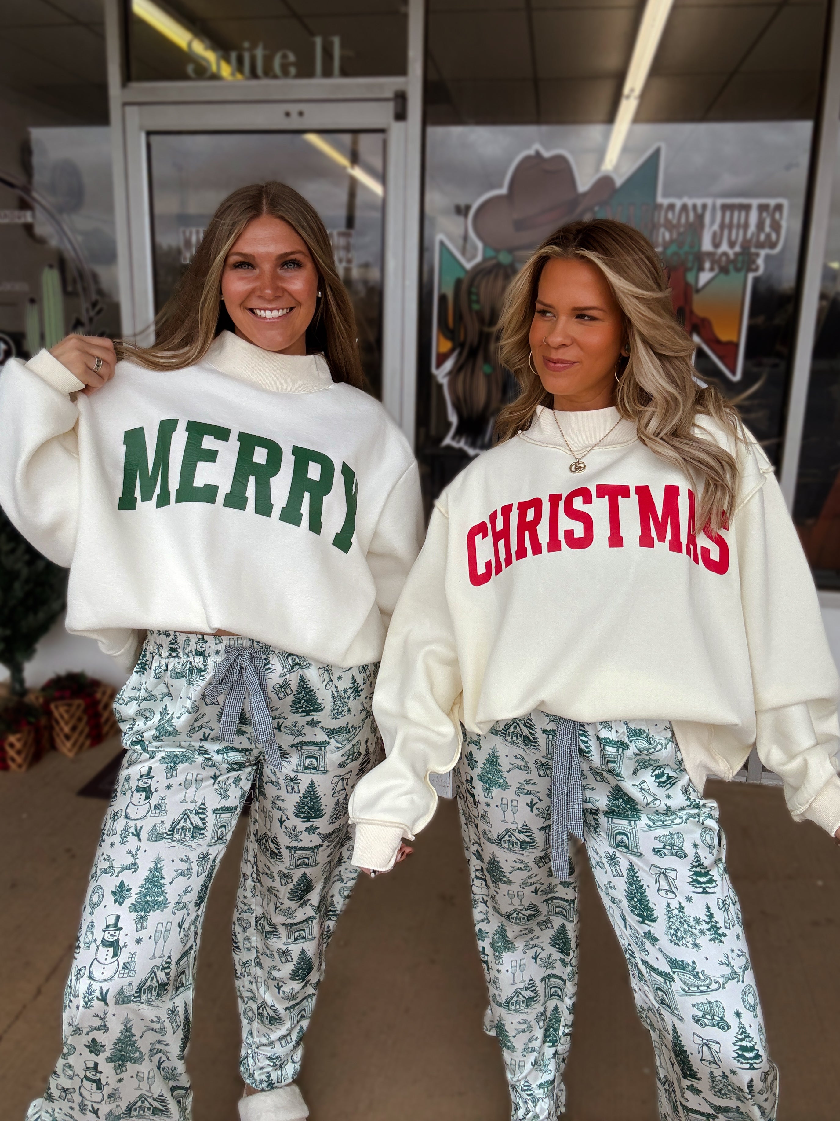 Christmas Reversible Mockneck- Cream