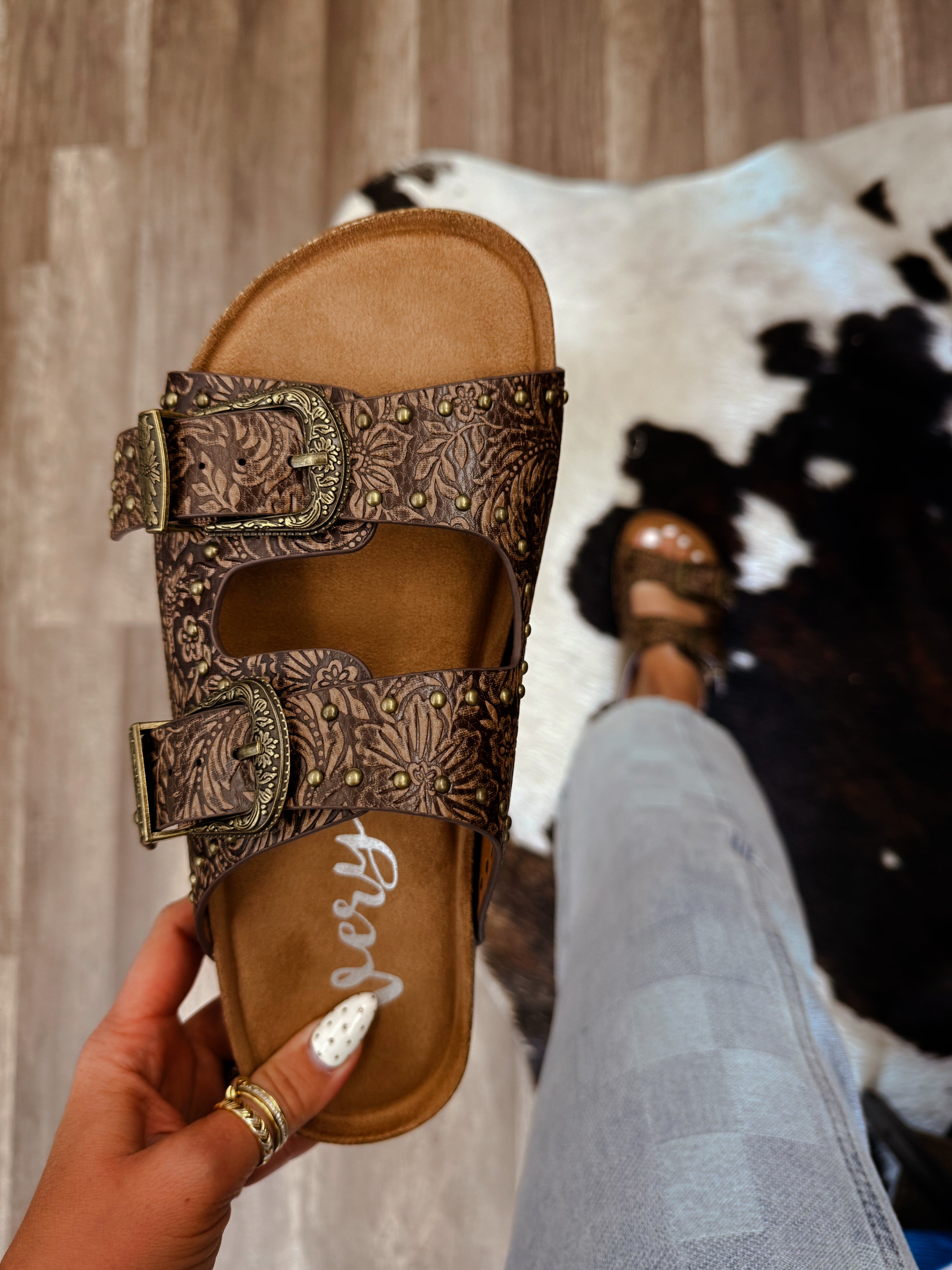Lainey Studded Sandals- Chocolate