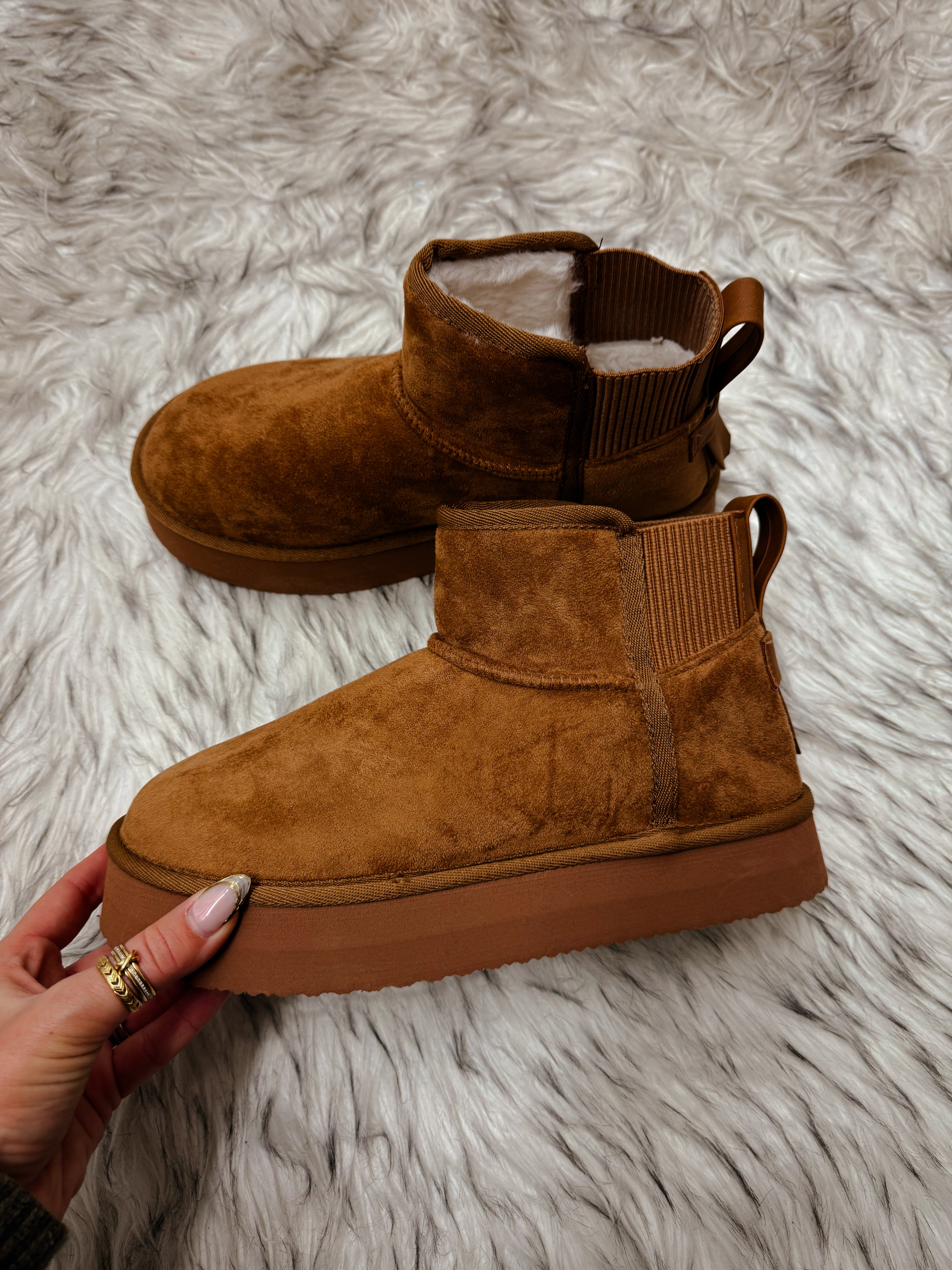 The Brooklyn Platform Slippers- Tan