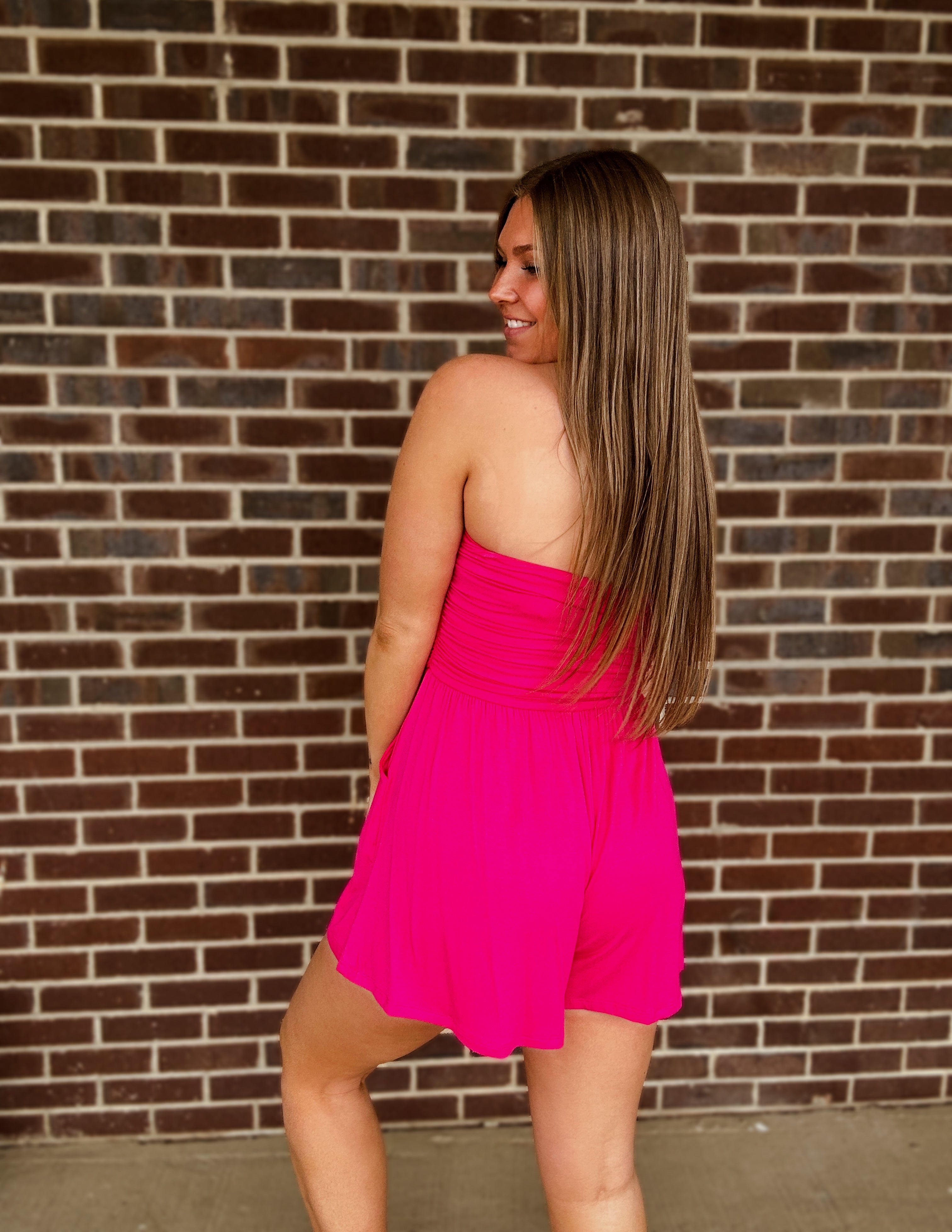 Here comes the sun Romper- Hot Pink