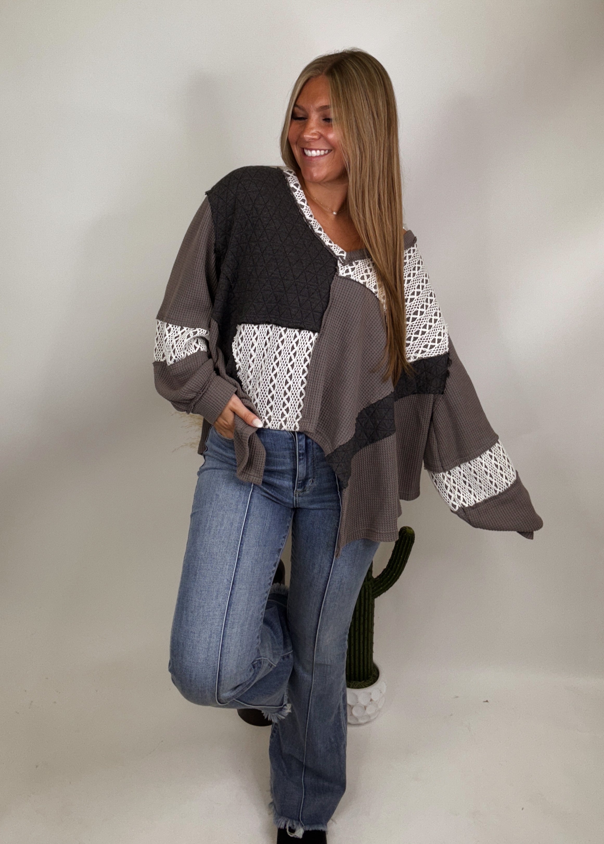 The Lettie Top- Charcoal