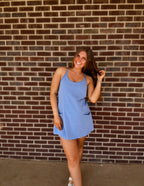 Things To Do Romper Dress- Blue
