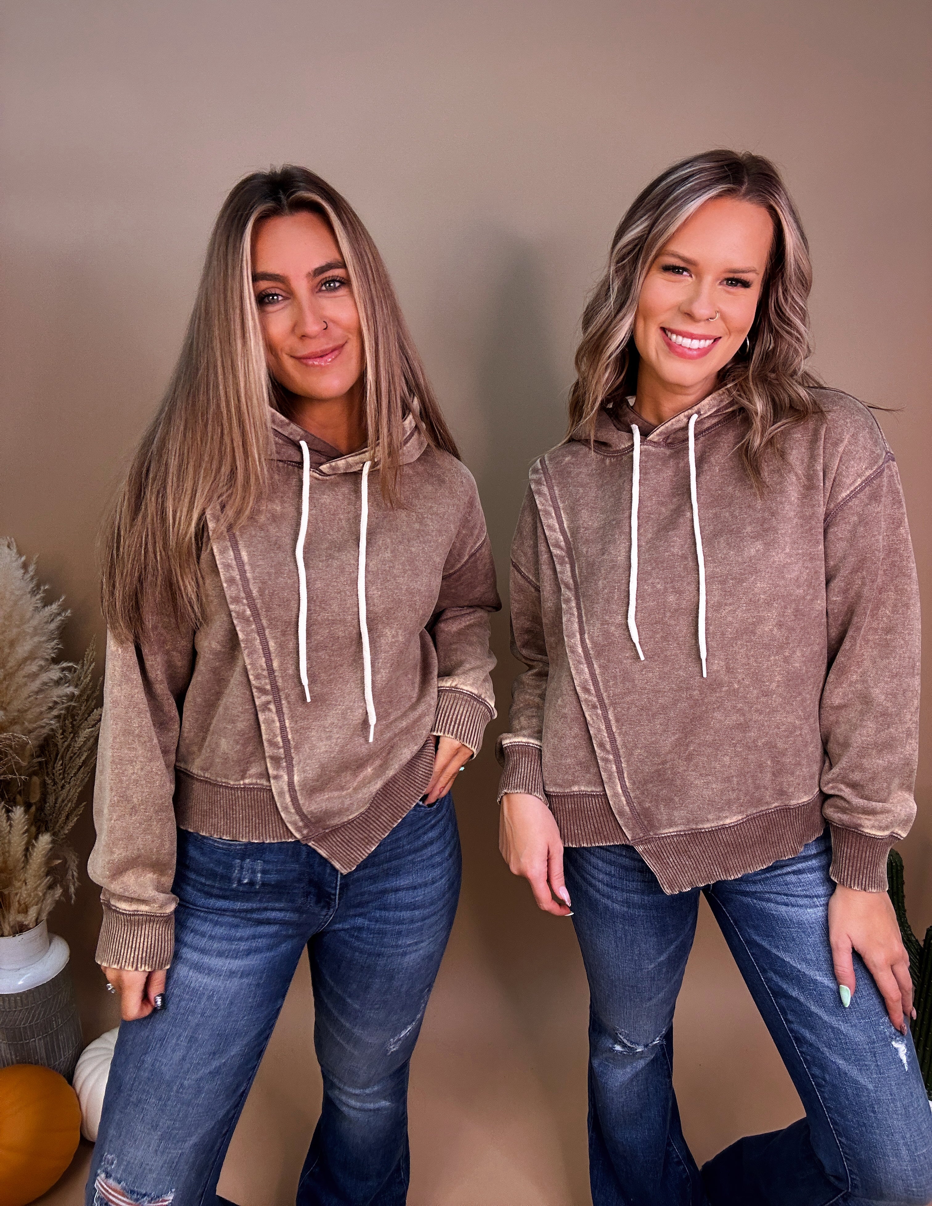 Pressley Aysmmetrical Hoodie- Mocha