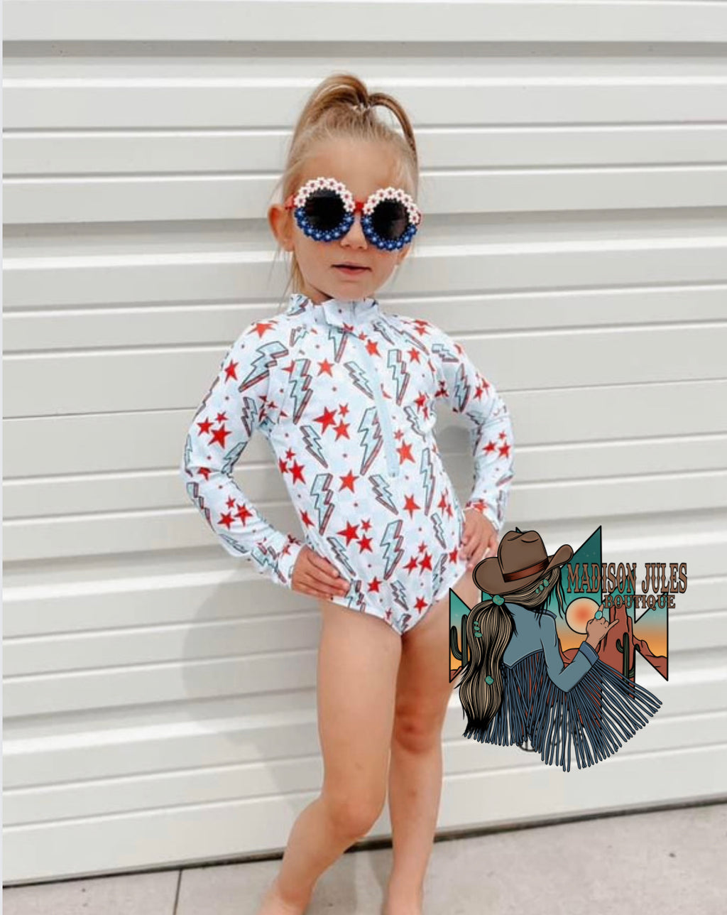 ZIPPY LONG SLEEVE PATRIOTIC SWIM