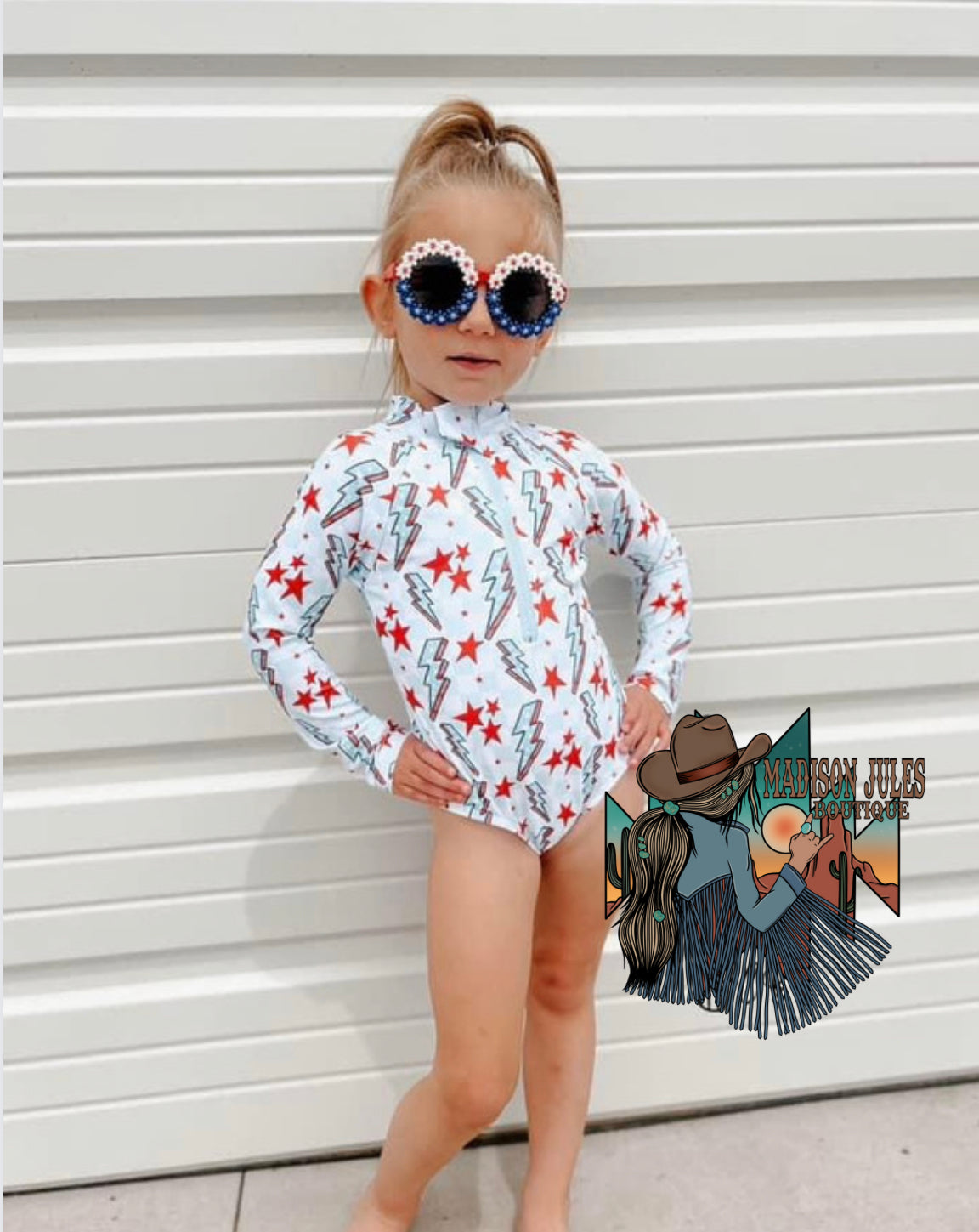 ZIPPY LONG SLEEVE PATRIOTIC SWIM