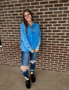 East Coast Button Pullover- Ocean Blue