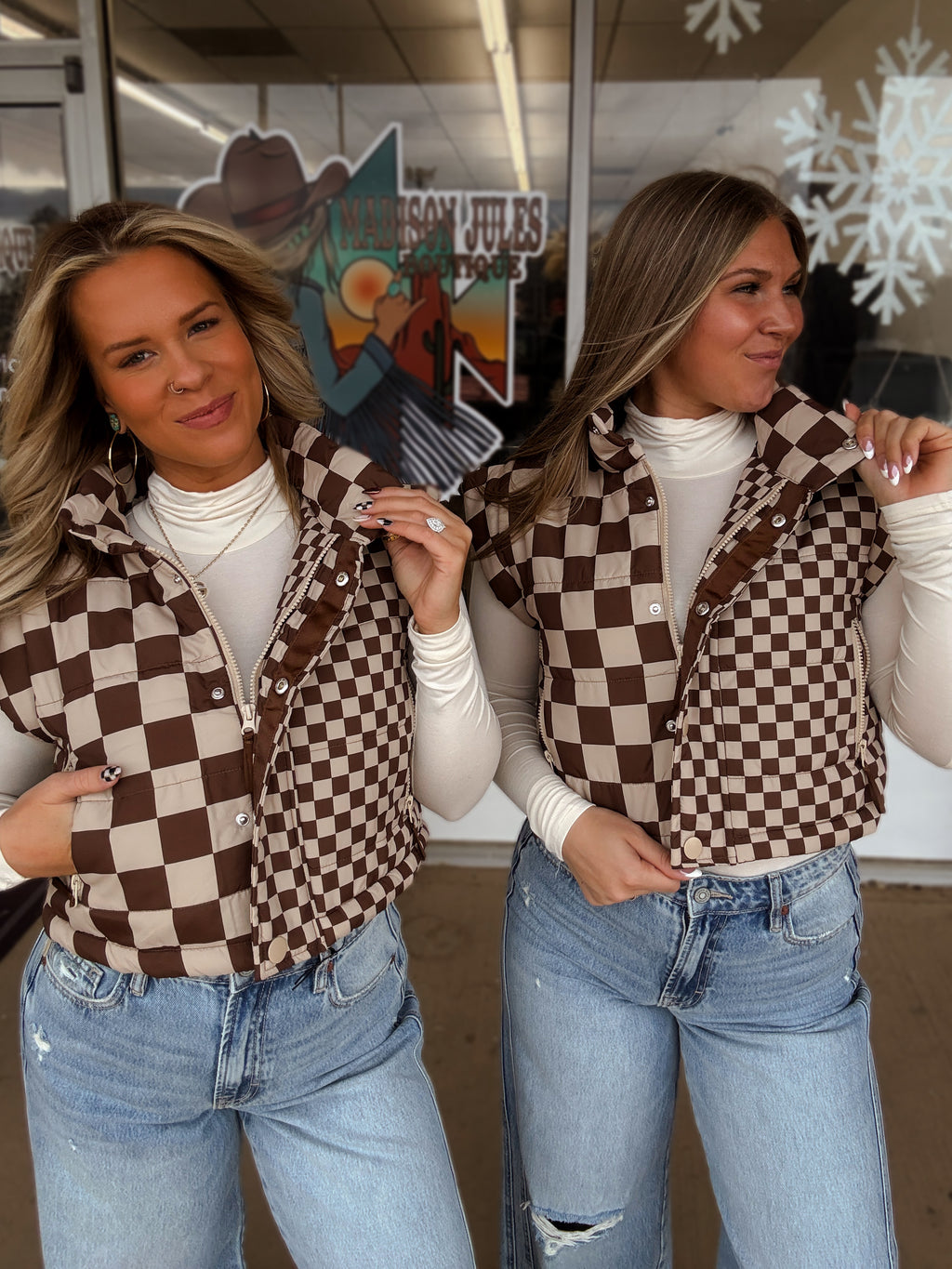 The Two Toned Checkered Puffer Vest