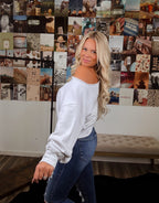 Mia Off The Shoulder Crop Pullover- Bone