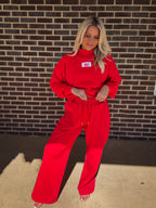 The Girlie Wide Leg Pants- Red