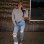The Millie Stripe Top- Charcoal