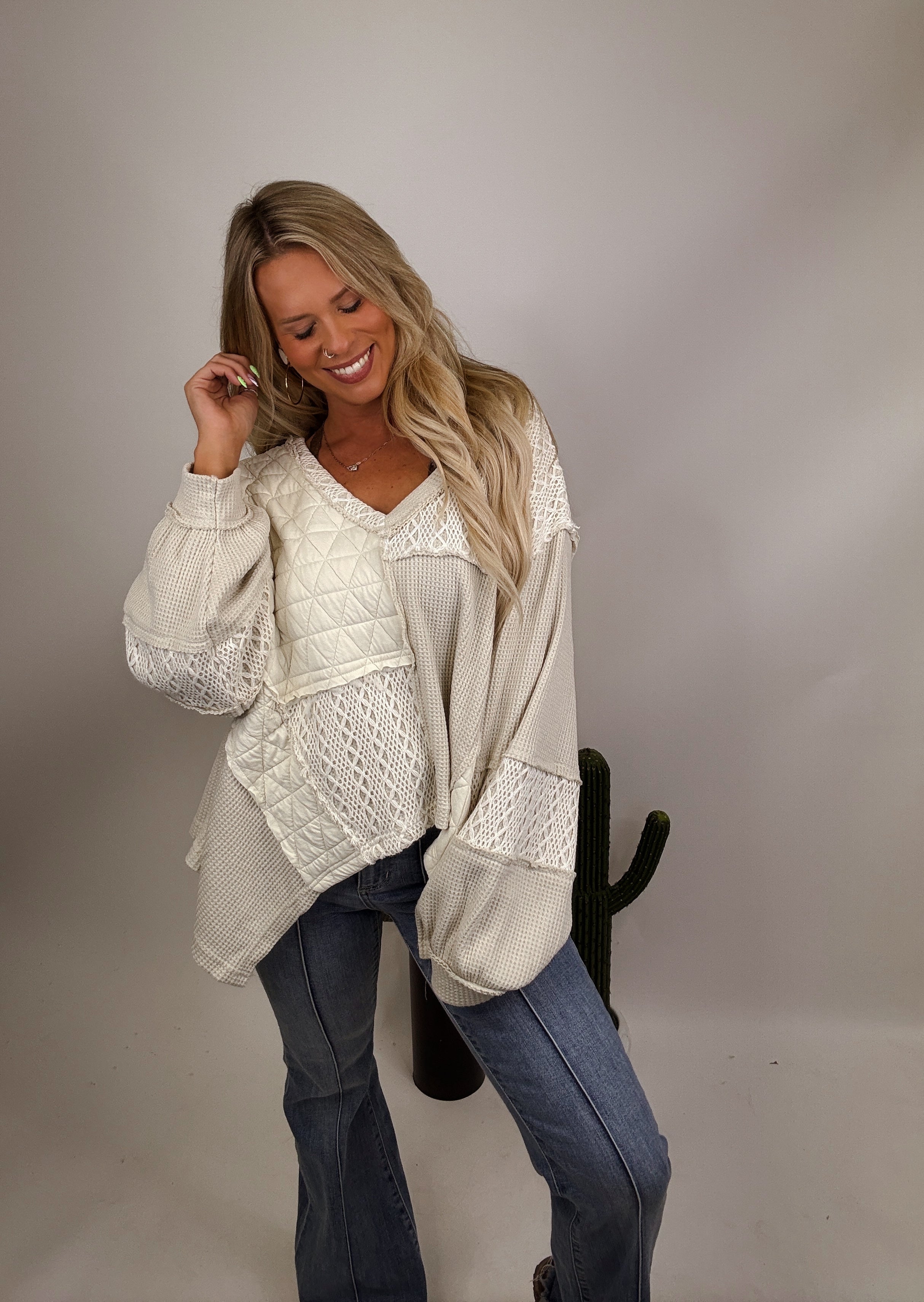 The Lettie Top- Oatmeal