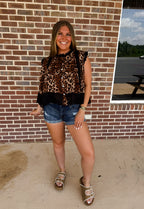 The Leopard Pleated Top