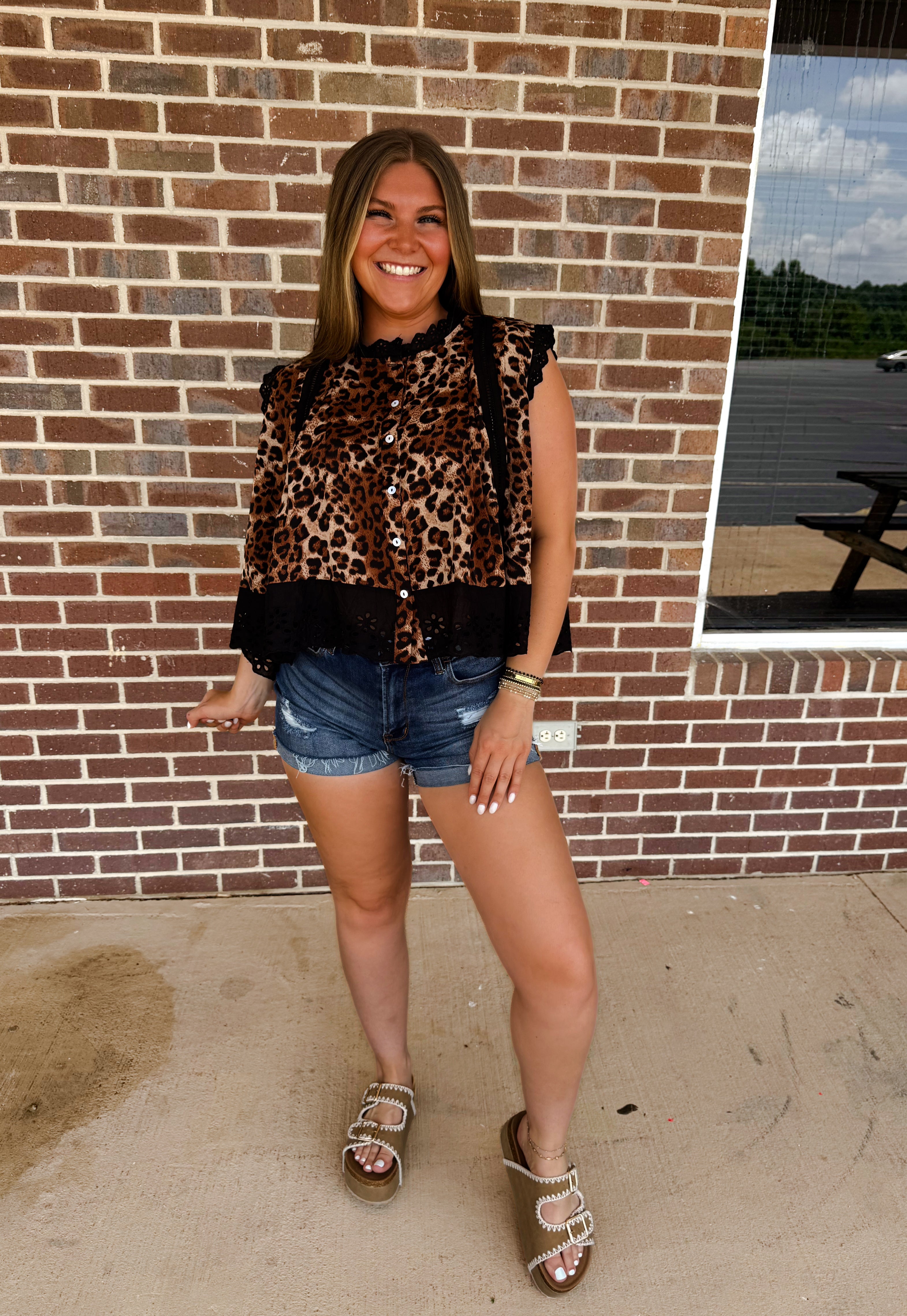 The Leopard Pleated Top